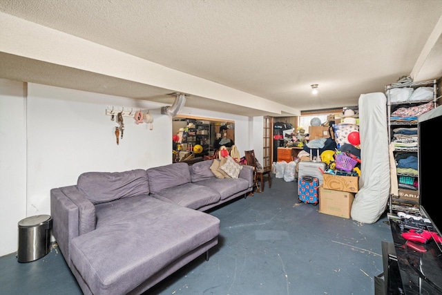 1314 S 59th Ct, Cicero, IL 60804 - living area featuring a textured ceiling and concrete flooring