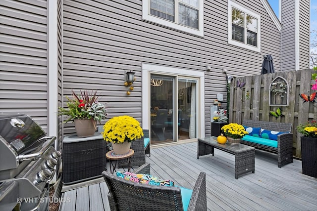 1352 N Knollwood Dr, Palatine, IL 60067 - wooden terrace with an outdoor hangout area, fence, and cooling unit