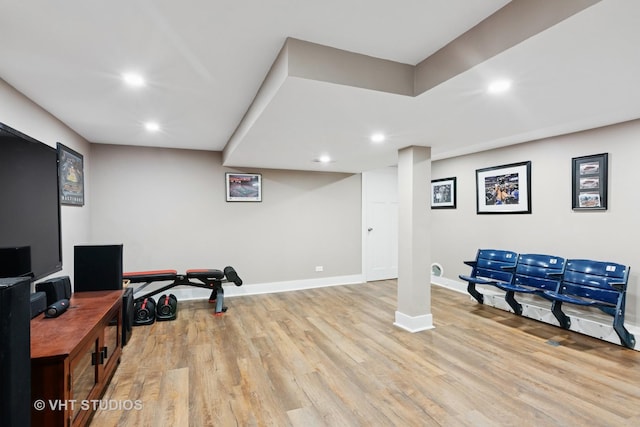 122 Logan Ave, Geneva, IL 60134 - workout area with recessed lighting and light wood-style flooring