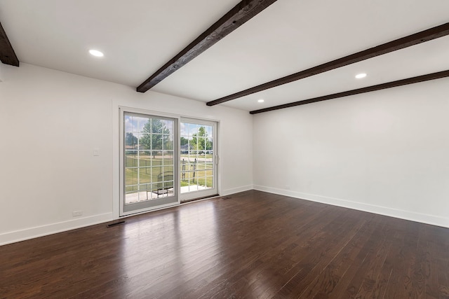 1100 Leicester Rd, Elk Grove Village, IL 60007 - spare room with beamed ceiling, dark wood finished floors, and recessed lighting