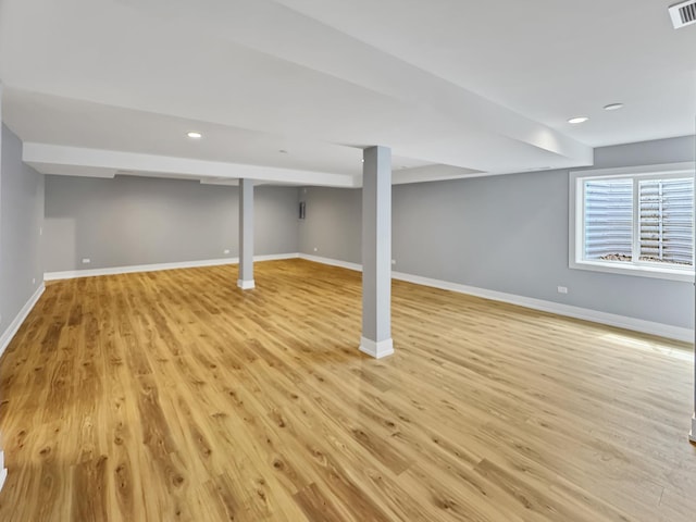 946 Partridge Cir, Marengo, IL 60152 - basement featuring light wood-style floors, baseboards, recessed lighting, and visible vents