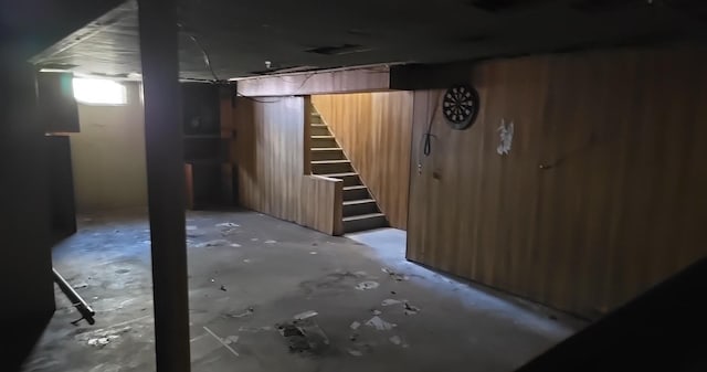 basement with stairs