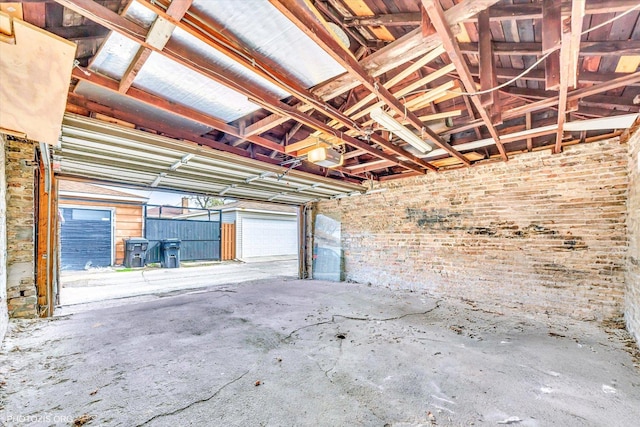 garage with a garage door opener