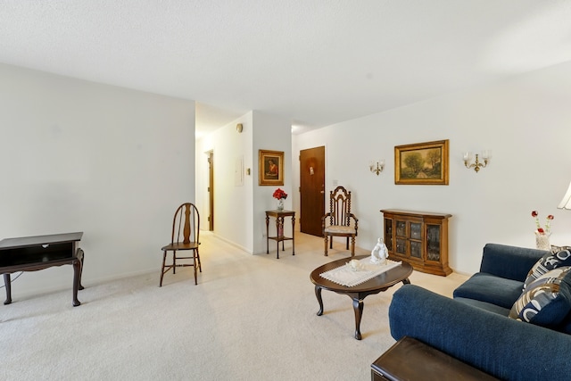 living room featuring light colored carpet