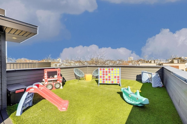 view of yard featuring fence