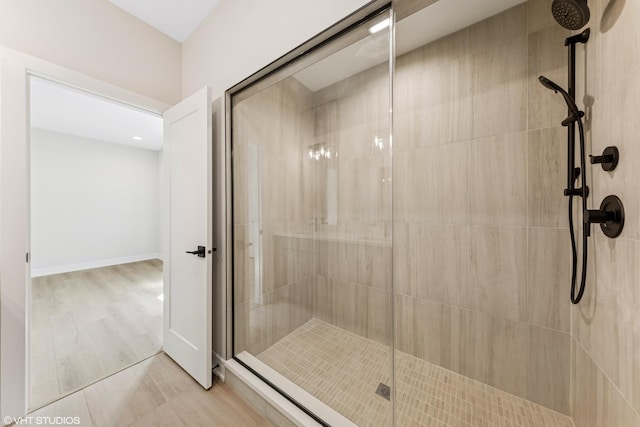 bathroom featuring a shower stall