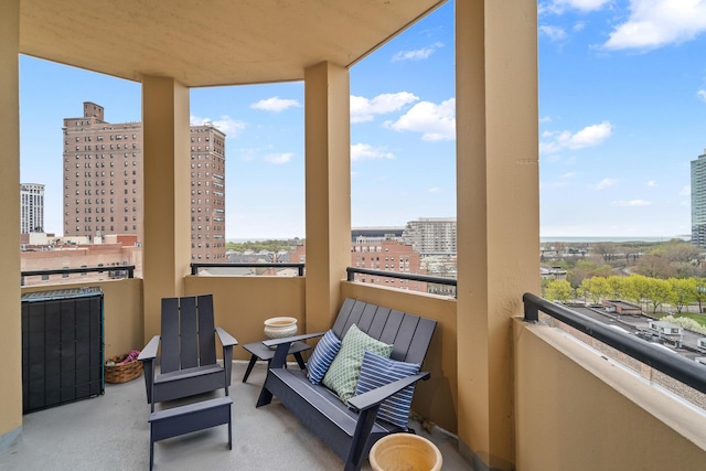 balcony with a view of city