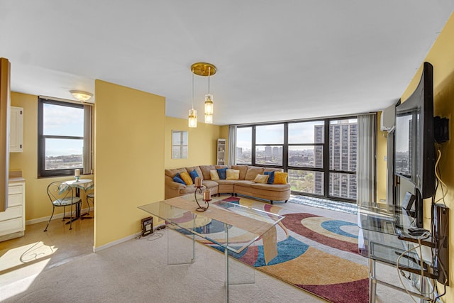 2901 S Michigan Ave Unit 1702, Chicago, IL 60616 - living room with baseboards, floor to ceiling windows, and carpet flooring