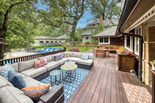 deck with an outdoor hangout area and outdoor dining area
