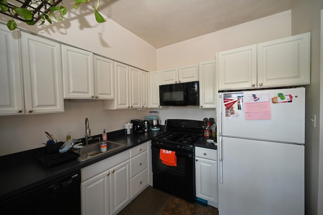 925 E 61st St Unit 3, Chicago, IL 60637 - kitchen featuring black appliances, a sink, dark countertops, and white cabinets