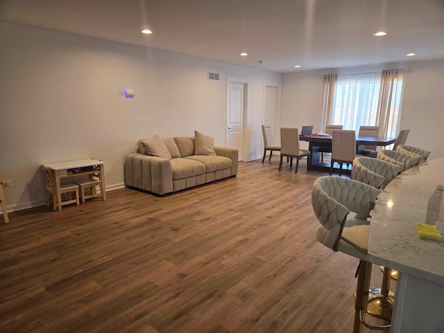 4150 W Church Rd, Beecher, IL 60401 - living room with recessed lighting, visible vents, baseboards, and dark wood-type flooring