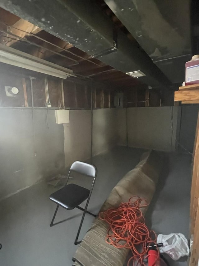 view of unfinished basement