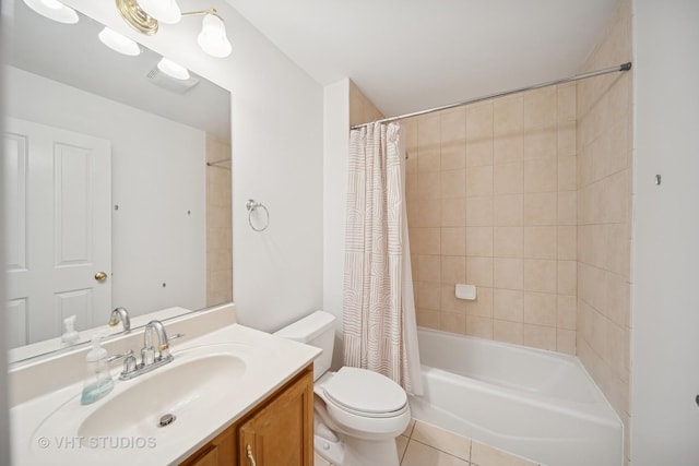 1347 Rosewood Ct Unit J, Flossmoor, IL 60422 - bathroom featuring tile patterned flooring, vanity, toilet, shower / bathtub combination with curtain, and visible vents