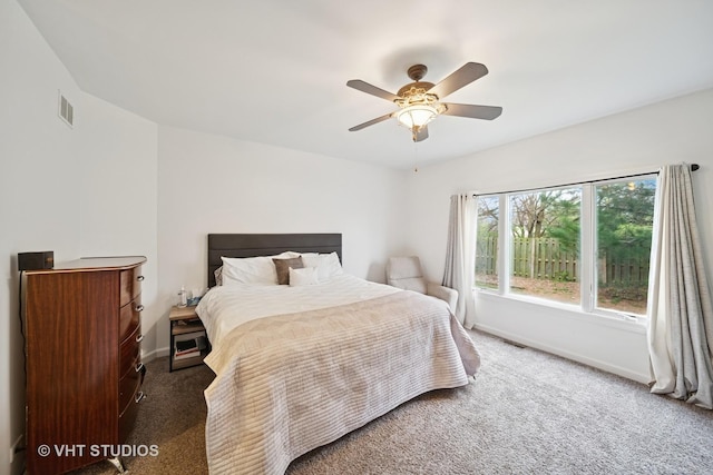 1347 Rosewood Ct Unit J, Flossmoor, IL 60422 - carpeted bedroom featuring visible vents, a ceiling fan, and baseboards