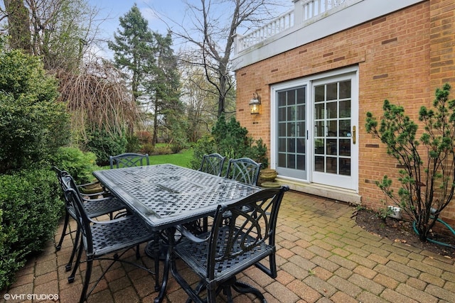 view of patio with french doors and outdoor dining area