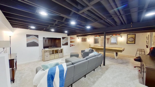 1938 Keim Dr, Wheaton, IL 60189 - carpeted living area with baseboards and pool table
