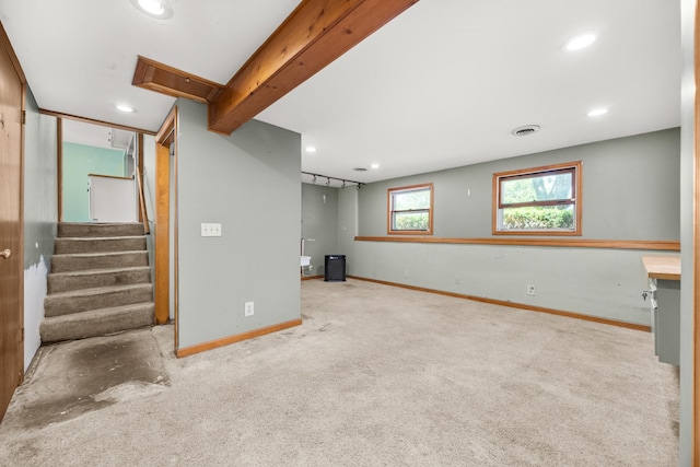 28W521 Donald Ave, West Chicago, IL 60185 - basement featuring carpet floors, stairs, and recessed lighting