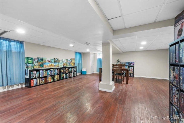 6561 Dunham Rd, Downers Grove, IL 60515 - finished below grade area with wood finished floors, baseboards, and recessed lighting