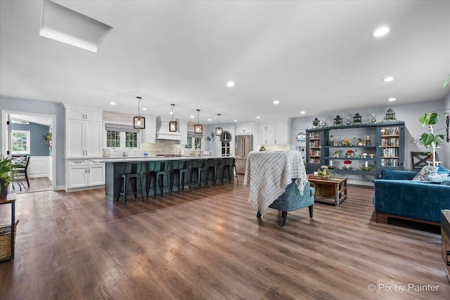 6561 Dunham Rd, Downers Grove, IL 60515 - living room featuring recessed lighting and dark wood-type flooring
