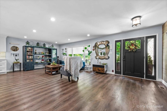 6561 Dunham Rd, Downers Grove, IL 60515 - entryway featuring dark wood-style floors, recessed lighting, and baseboards