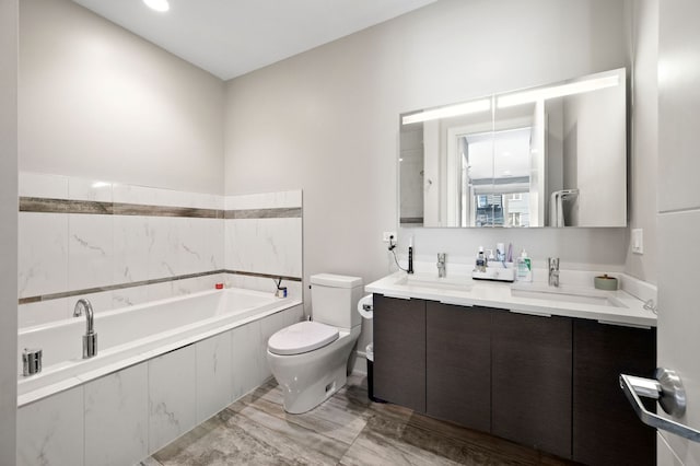 2424 W Chicago Ave Unit 203, Chicago, IL 60622 - bathroom with double vanity, toilet, a sink, and a bath