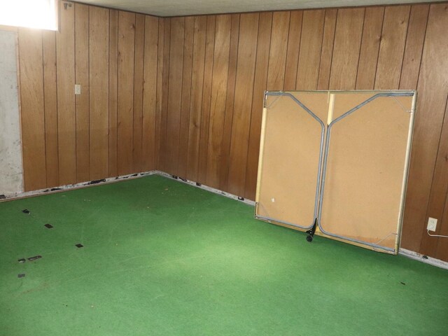 1605 Sharon Rd, Streator, IL 61364 - interior space featuring wooden walls and carpet