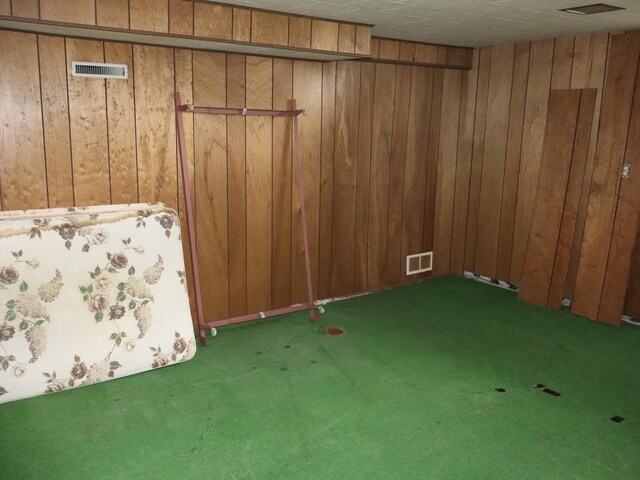1605 Sharon Rd, Streator, IL 61364 - interior space with wooden walls and visible vents