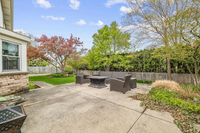 3130 Kayjay Dr, Northbrook, IL 60062 - view of patio / terrace with an outdoor living space with a fire pit and a fenced backyard