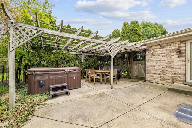 3130 Kayjay Dr, Northbrook, IL 60062 - view of patio featuring area for grilling, a pergola, a hot tub, and fence