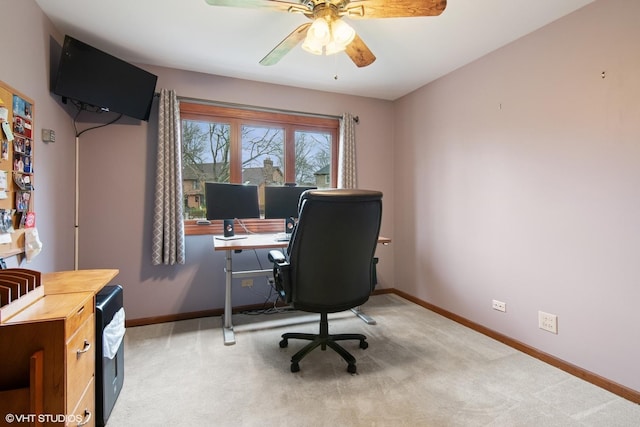 354 Gateshead Dr, Naperville, IL 60565 - office area featuring ceiling fan, baseboards, and carpet
