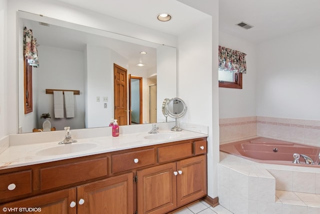354 Gateshead Dr, Naperville, IL 60565 - full bath with a sink, tile patterned floors, a garden tub, and visible vents