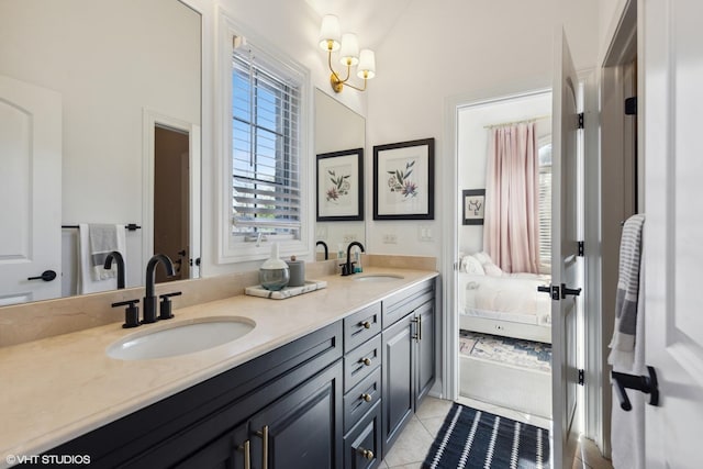 117 Iroquois Dr, Clarendon Hills, IL 60514 - full bath featuring connected bathroom, double vanity, and tile patterned floors