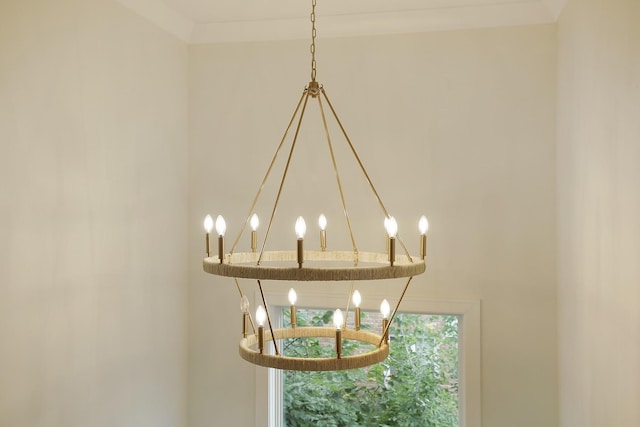details with an inviting chandelier