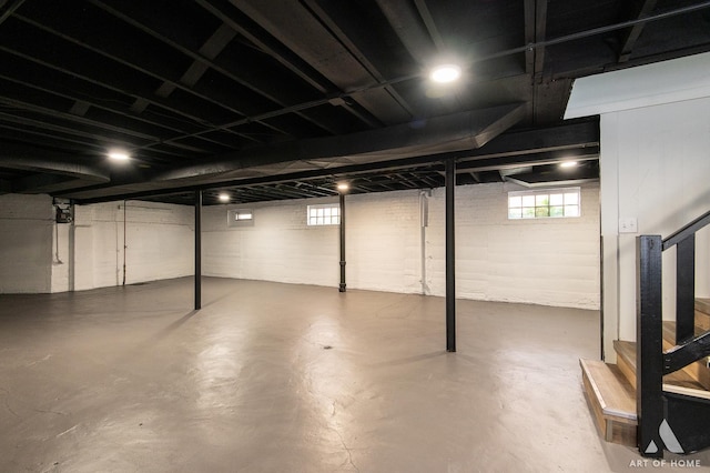 basement with stairs