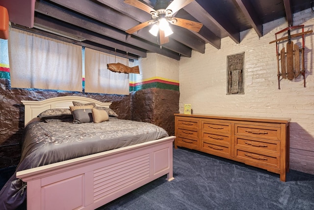 3842 N Alta Vista Ter, Chicago, IL 60613 - bedroom featuring dark colored carpet and beamed ceiling
