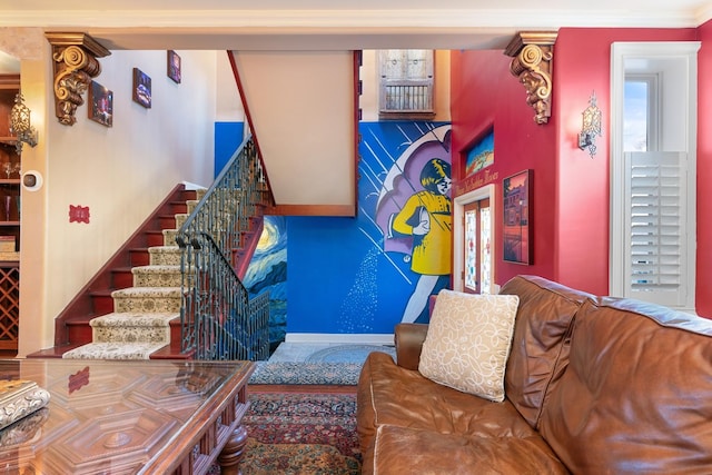 3842 N Alta Vista Ter, Chicago, IL 60613 - living area with stairway and baseboards