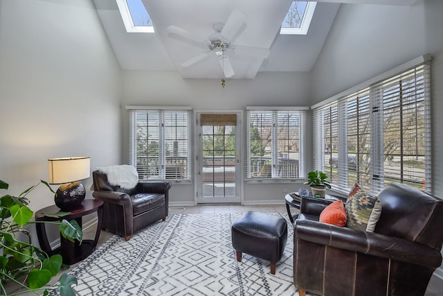 interior space with a skylight