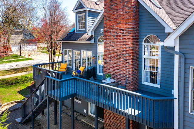 wooden deck with stairs