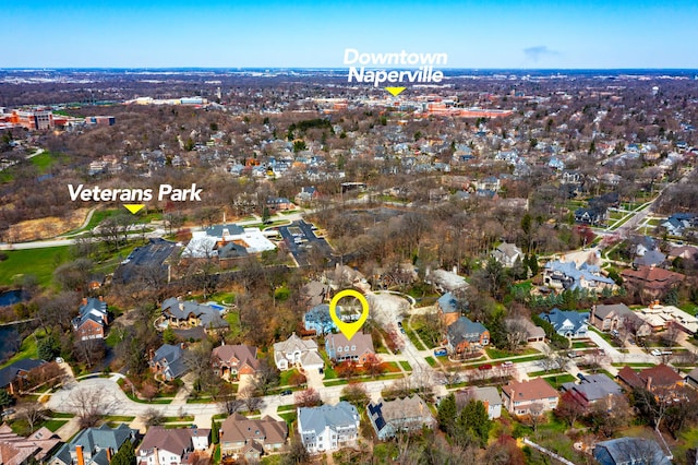 aerial view with a residential view