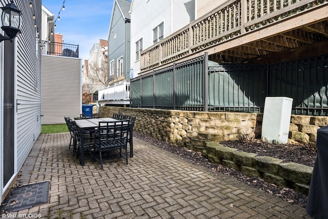 view of patio featuring fence private yard and outdoor dining area