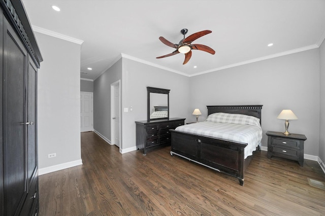 2515 W Harrison St Unit 1, Chicago, IL 60612 - bedroom with recessed lighting, baseboards, ornamental molding, and wood finished floors