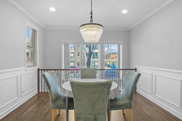 2515 W Harrison St Unit 1, Chicago, IL 60612 - dining room with an inviting chandelier, dark wood-style flooring, and a decorative wall