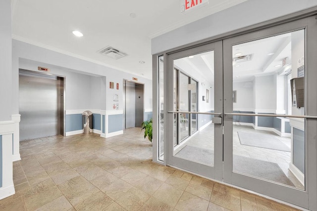 building lobby with visible vents