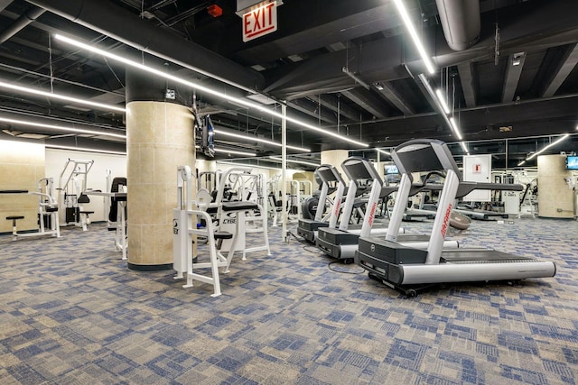 gym with carpet