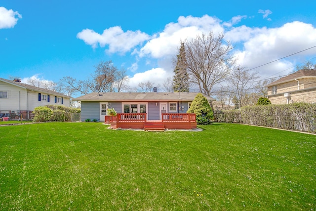 1595 Highland Blvd, Hoffman Estates, IL 60169 - back of house featuring a yard, fence, and a wooden deck