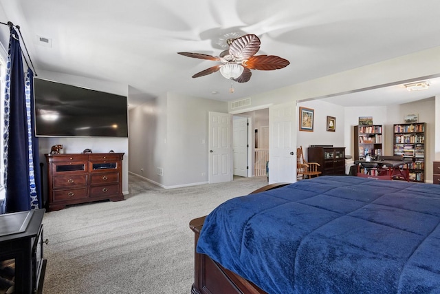 1000 Salvia Ln, Joliet, IL 60431 - bedroom featuring baseboards, a ceiling fan, visible vents, and light colored carpet