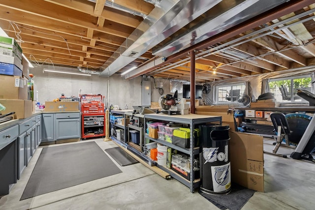 1000 Salvia Ln, Joliet, IL 60431 - below grade area with a workshop area and electric panel