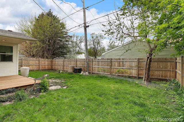 404 Rand Rd, Lakemoor, IL 60050 - view of yard featuring a fenced backyard and a wooden deck