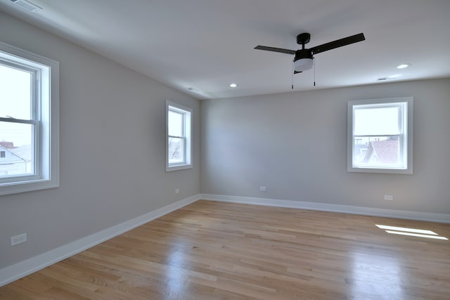 2123 N Austin Ave, Chicago, IL 60639 - empty room with recessed lighting, baseboards, ceiling fan, and light wood-style flooring