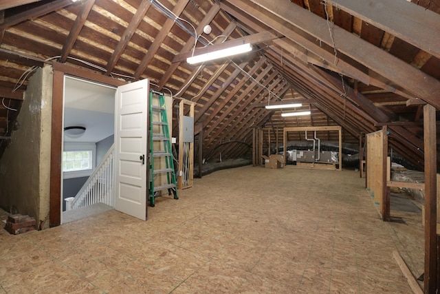 1314 E Washington St, Bloomington, IL 61701 - unfinished attic with an upstairs landing and electric panel